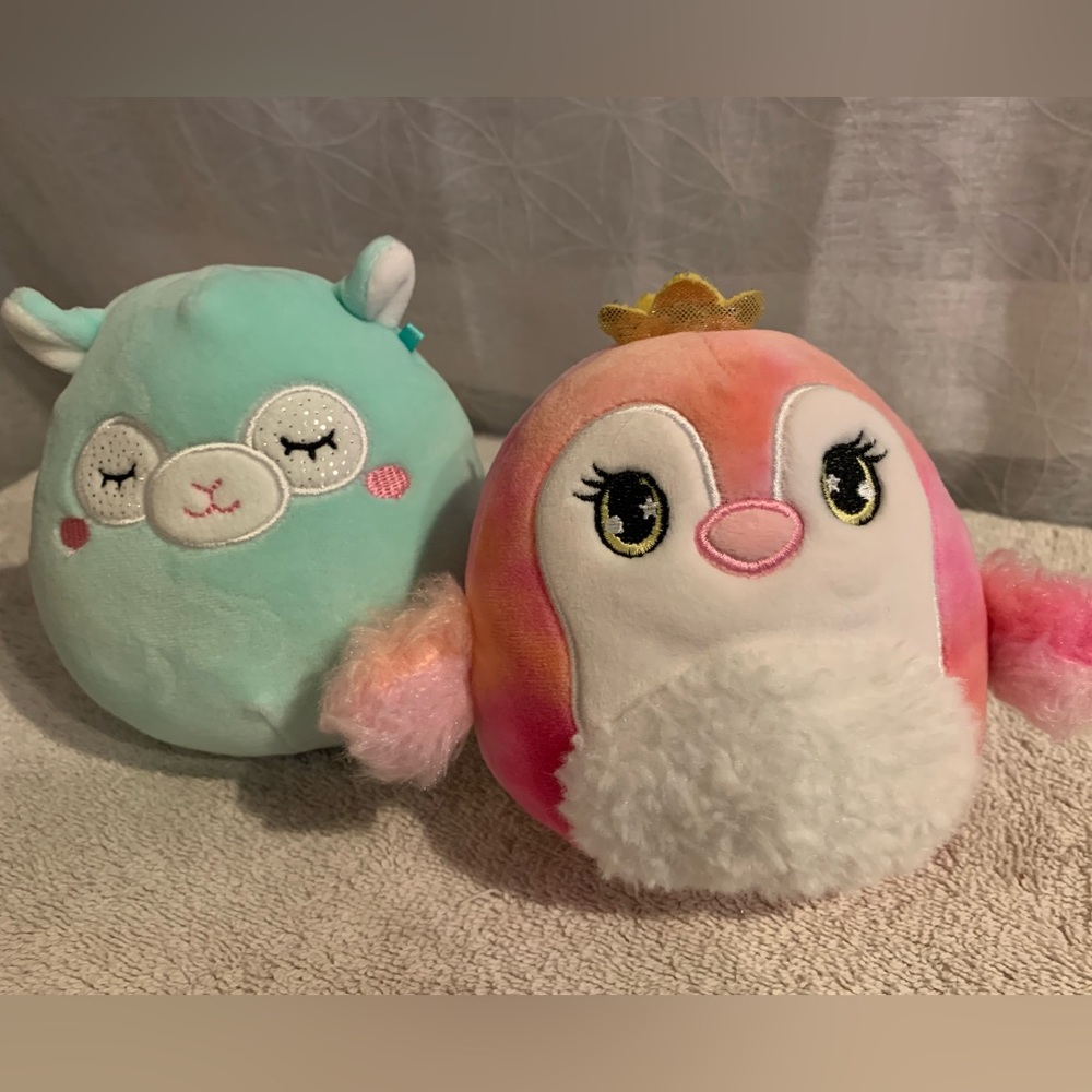 Squishmallows lot of 2 -5’ Piper the Penguin Princess & Miley the sleepy llama